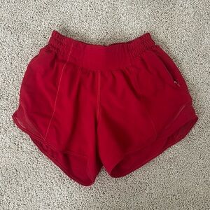 Red Lululemon Hotty Hot shorts